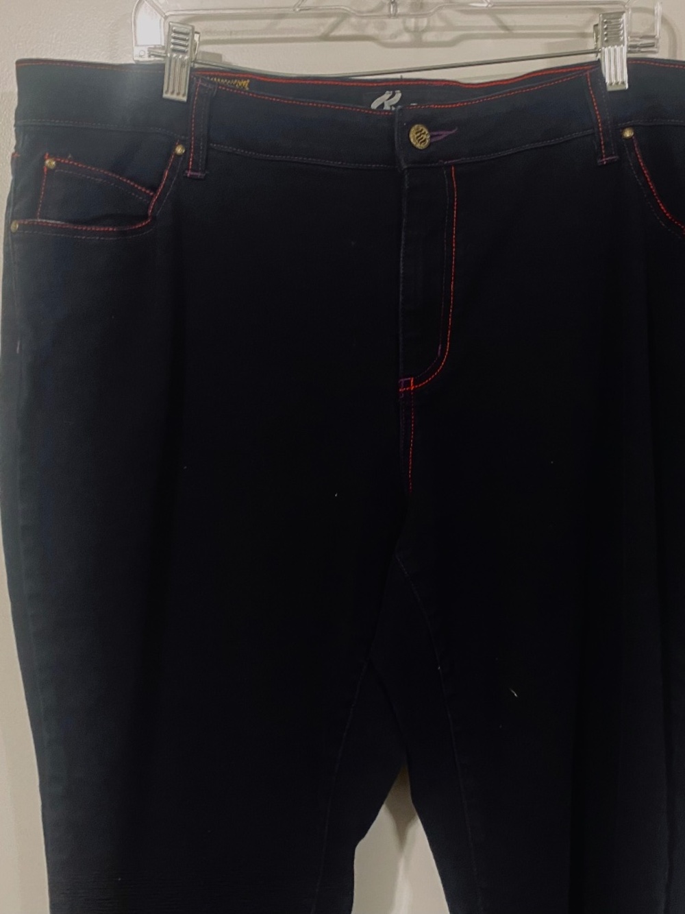 ROCAWEAR WOMENS COTT/SPANDEX DENIM JEANS SZ 24 BLACK BEADED 'R' ON POCKETS